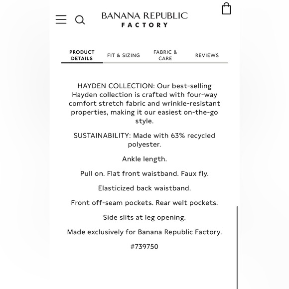 NWOT Banana Republic Hayden Tapered Pants Size 4P - Picture 10 of 10